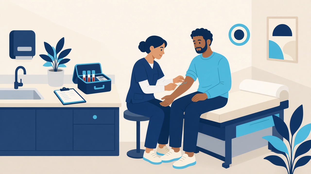 Clinician collecting a sample from a patient